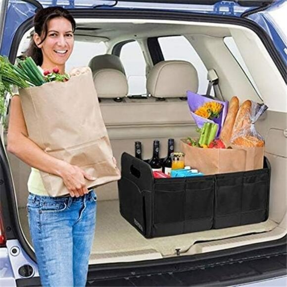 Collapsible Car Trunk Organizer Storage Box with Compartments for SUV Truck Van - Picture 6 of 7